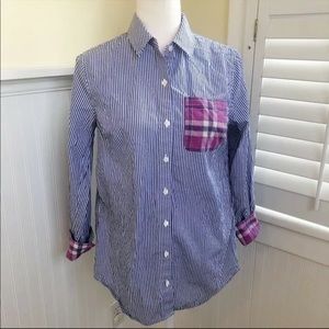 Vineyard Vines Poplin Stripe Relaxed Button Down Shirt Women's Size 2